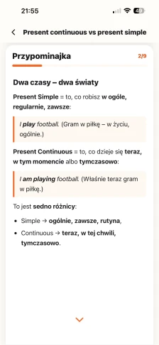 Przypominajka z lekcji Present continuous vs present simple: różnica między czasami na przykładach I play football i I am playing football