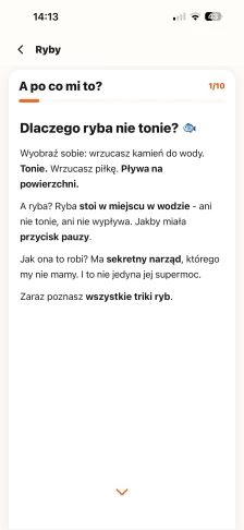 Karta A po co mi to? z lekcji Ryby: dlaczego ryba nie tonie i nie wypływa na powierzchnię