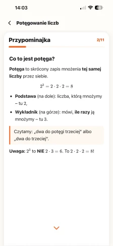 Przypominajka z lekcji Potęgowanie liczb: co to jest potęga, podstawa i wykładnik na przykładzie 2 do potęgi trzeciej