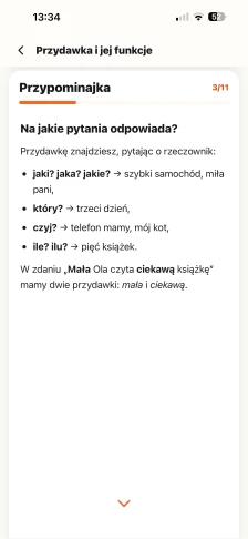 Przypominajka z lekcji Przydawka i jej funkcje: na jakie pytania odpowiada przydawka, z przykładami