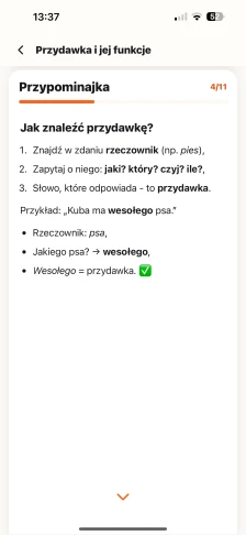 Przypominajka z lekcji Przydawka i jej funkcje: jak w trzech krokach znaleźć przydawkę w zdaniu