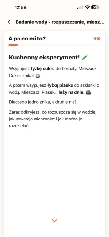 Karta A po co mi to? z lekcji Badanie wody: kuchenny eksperyment z cukrem i piaskiem wsypanym do wody